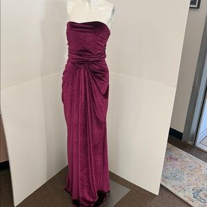 Pia Gladys Perey Chic Velvet  Strapless Plum Gown NWT